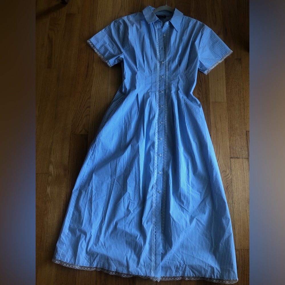 NWT J Crew wren lace trim shirt dress in stripe - Picture 5 of 8